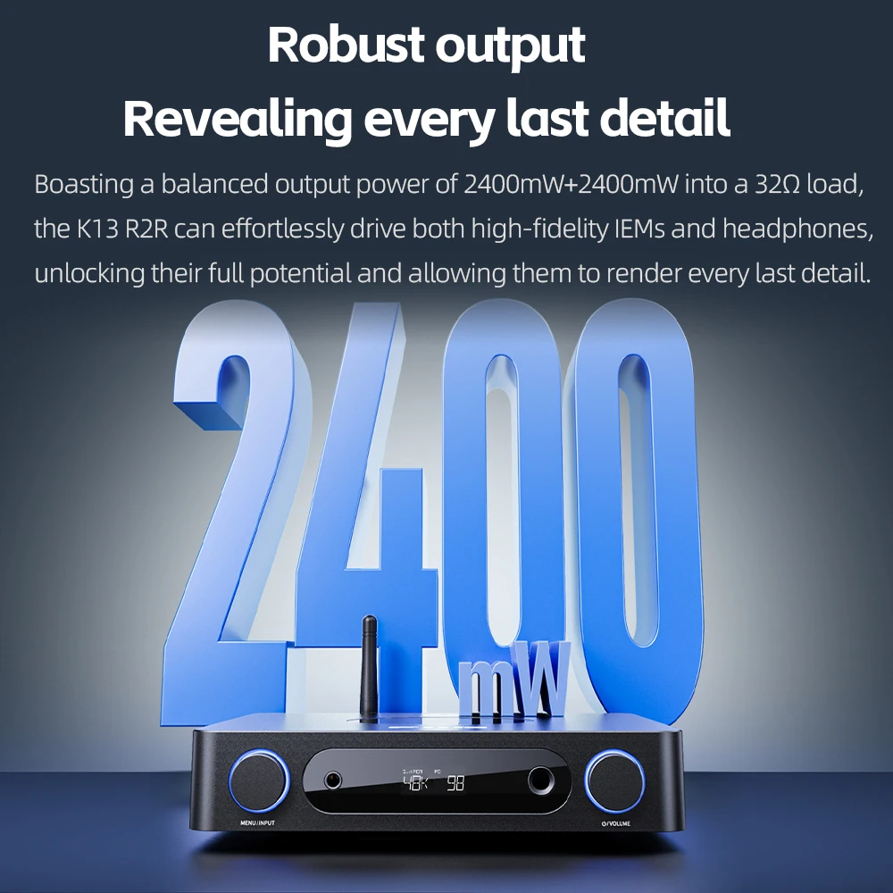 Настольный ЦАП FiiO K13 R2R и усилитель для наушников, высококачественный 24-битный ЦАП R2R, мощный выход 2400 МВт, потоковая передача Bluetooth LDAC, (art.: 3920d1ad00009) - 3920d1ad00009