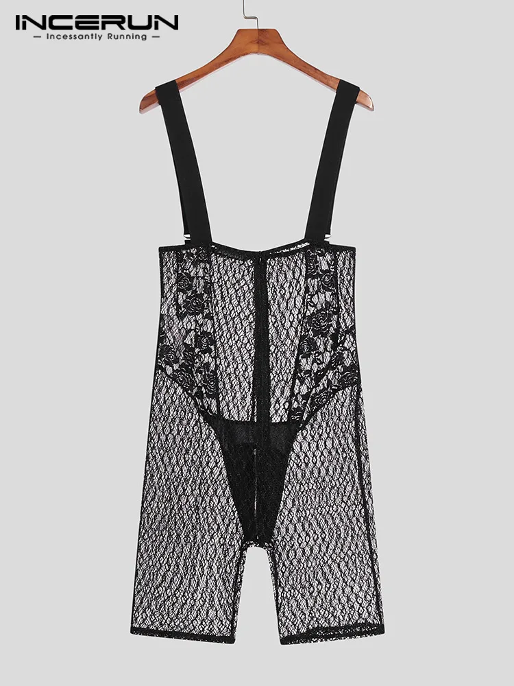 Comfortable Homewear Men's Sexy Leisure Lace Rompers Fashion Casual Style Male Hot Sale Sleeveless Bodysuits S-5XL INCERUN 2023