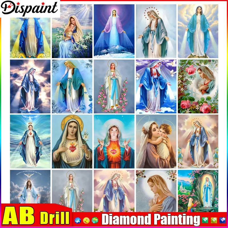 Dispaint AB Полный Алмаз "Религиозная Женщина Цветок" DIY 5D Алмазная Картина