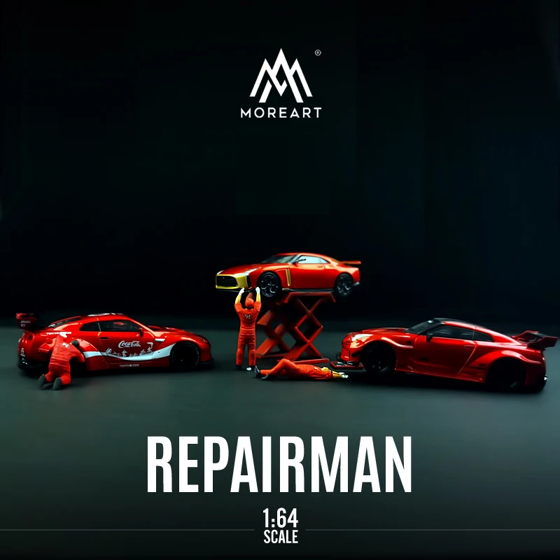 

MoreArt 1:64 Model Car Repair Man Set 3 Workers Figure Resin Gift Display Collection