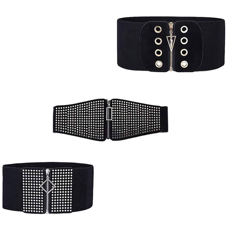 

Women Elastic Wide Band Tied Waspie Girl Corset Waist Cincher Belt Leather Ladies Punk Waist Belts