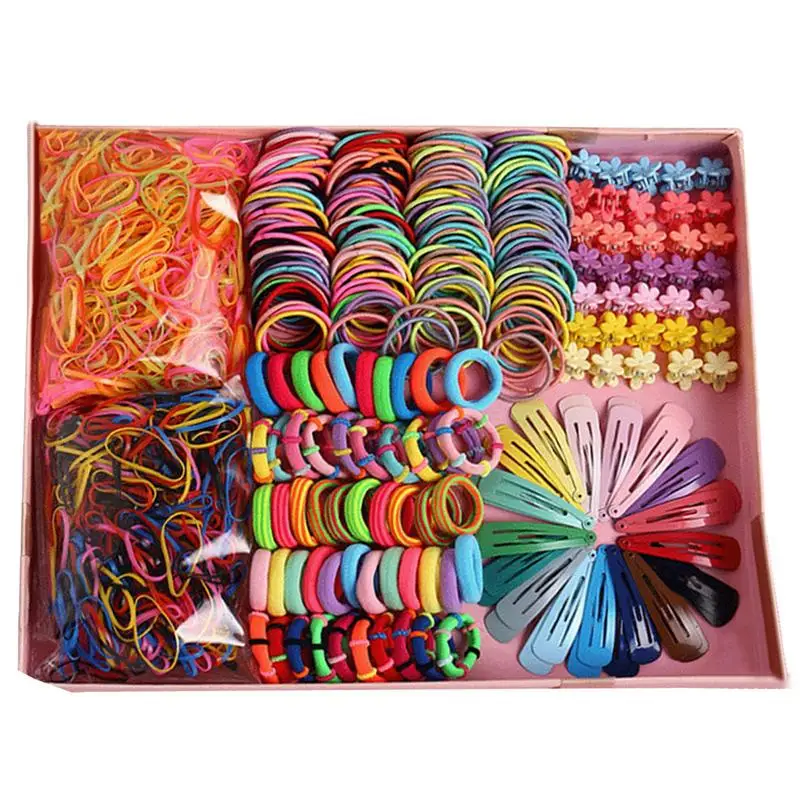 

780Pcs Hair Accessories Set Girl Cute Hair Bands Hair Clips Color Flower Headwear Hairpins Headdress For Girls Women