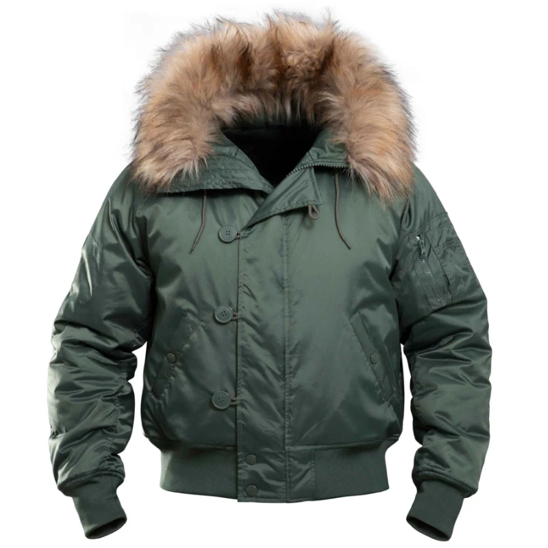 

Outdoor Cold Protection Cool Men's Coat winter jacket Tactical Hooded Thermal Padded Jacket With fur collar