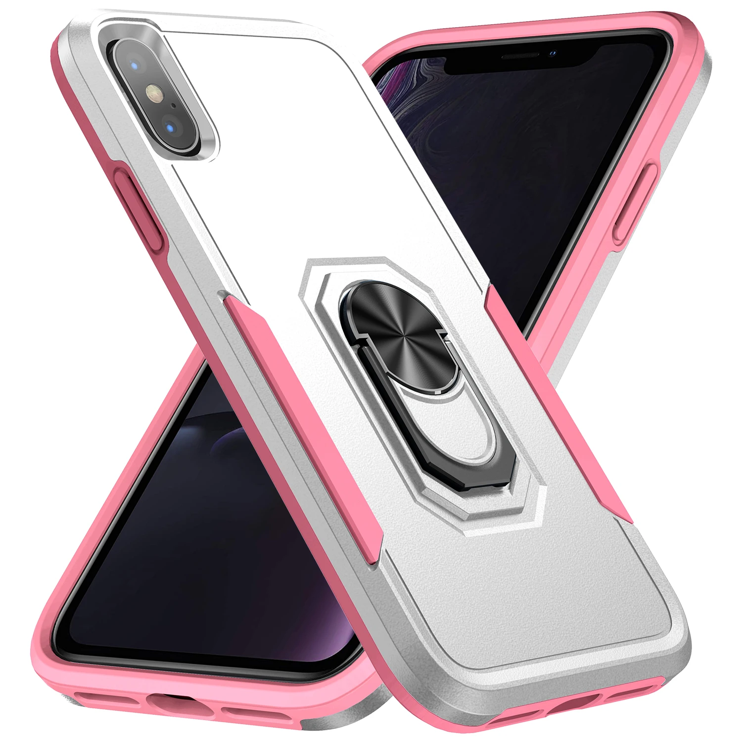 

Armor Hybrid Shockproof Ring Phone Case For iPhone xs xr xsmax 8plus 7plus 6splus se2020 Magnetic Hard Rubber PC Anti-fall Cover