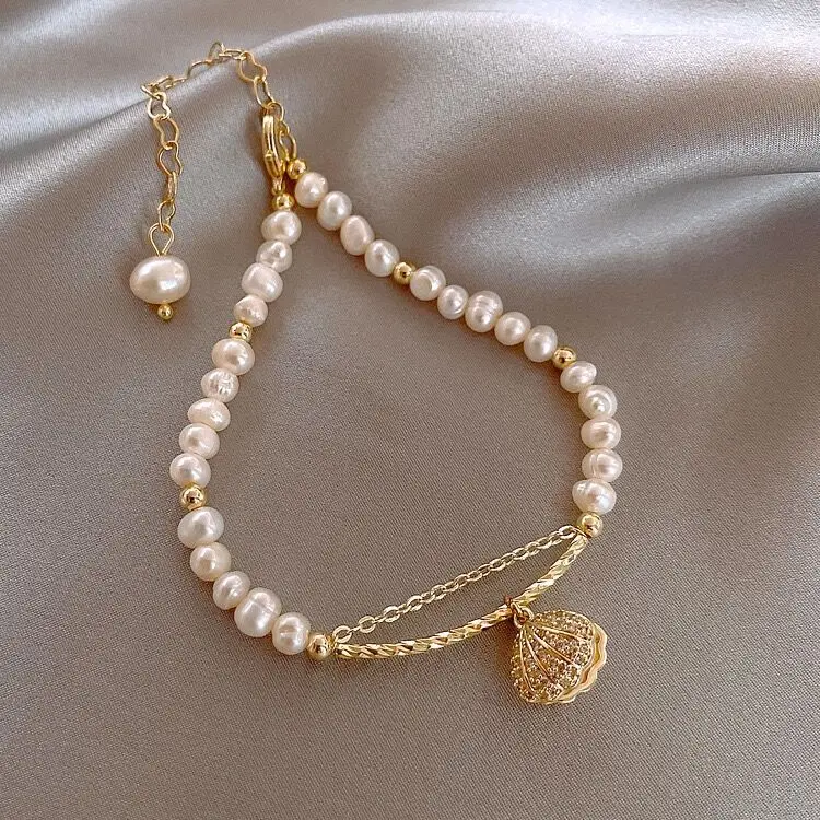 

Natural Baroque Pearl Bracelet Female Ins Trendy Design Sense Girlfriends Sister Korean Version Simple Shell Jewelry