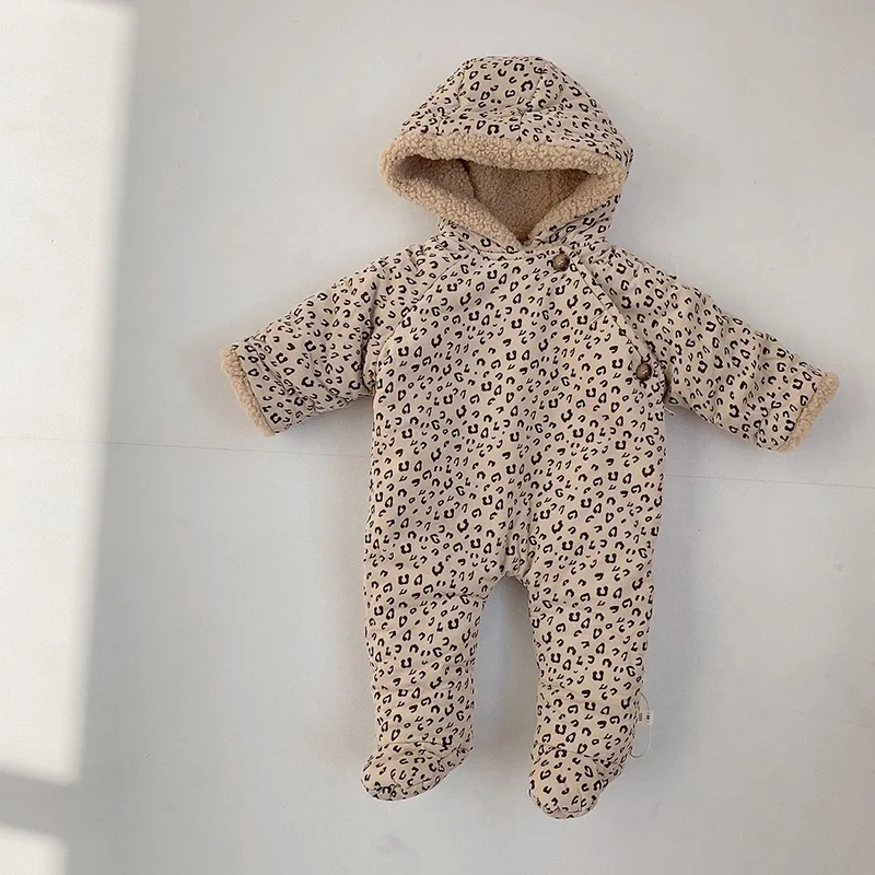 

Winter Baby Rompers Fur Lining Girls Jumpsuits Thicken Lining Baby Outfit Hoody Fur Clothes