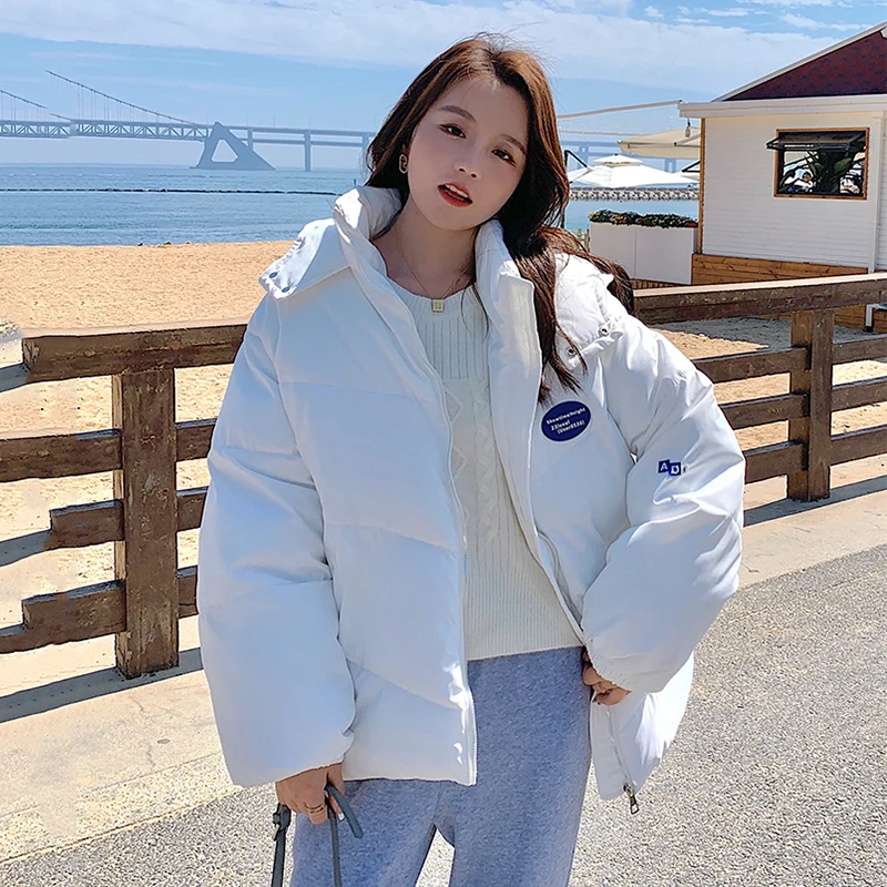 

Thickened Cotton Padded Jacket Women's Zippered Cotton Padded Jacket Fashion Solid Color Bread Jacket Jacket Jacket