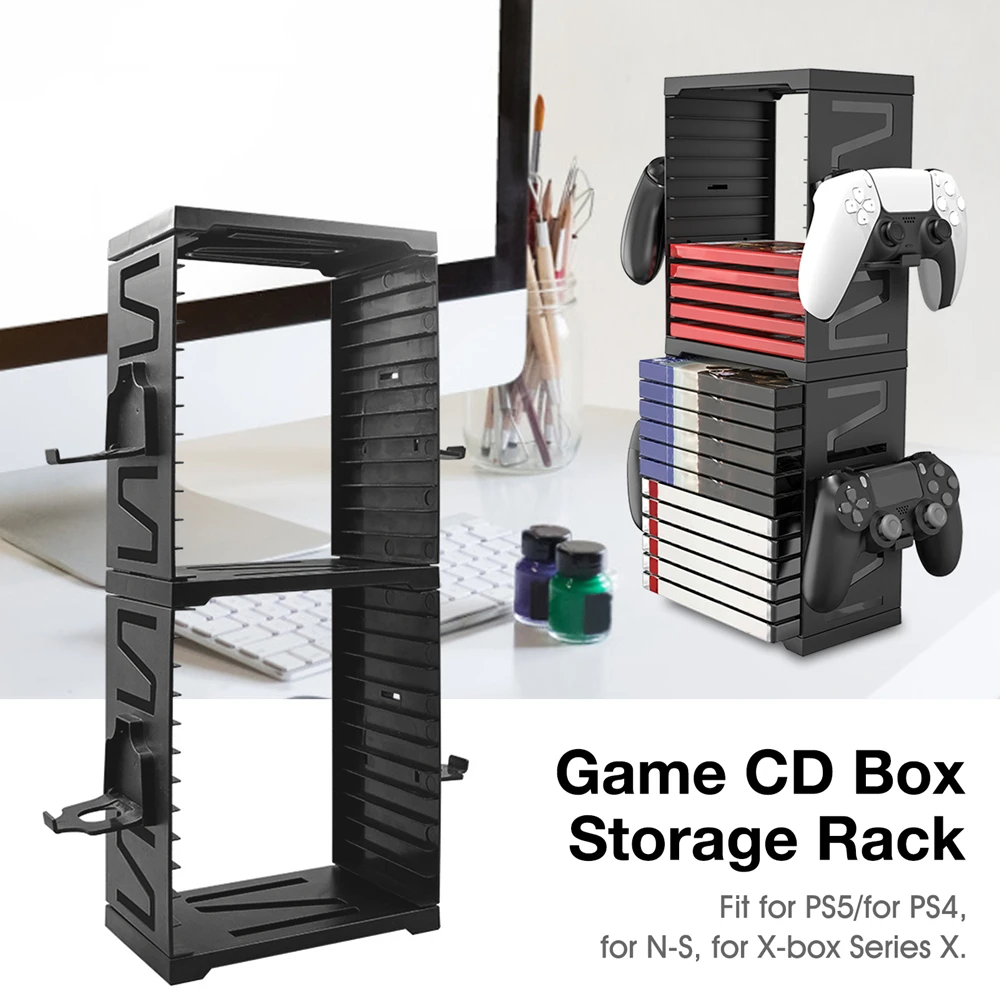 For PS5 Game Disc Box Storage Rack For XBOX Disc Double-layer Storage Box Holder Switch Storage Disc Rack