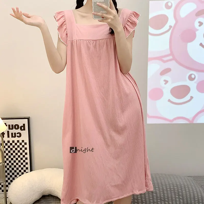 Women's Summer Cotton Night Gown Night Dress Spaghetti Strap Sleepwear Nightgown Plus Size 3xl 5xl 6XL  Sleeping Dress