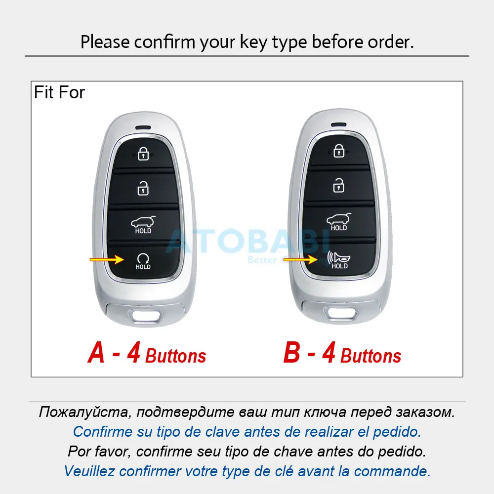 Кожаный чехол ATOBABI для автомобильного ключа брелок Hyundai Azera Sonata Santa Fe Tucson 2021 2022