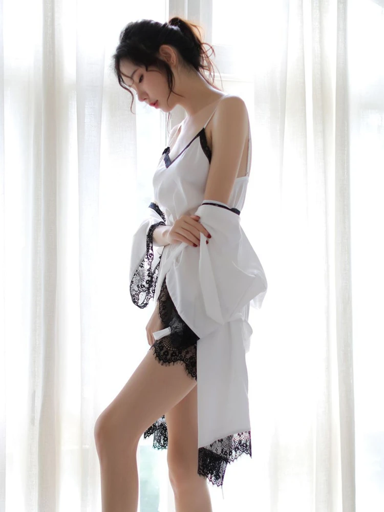 Белое Женское Эротическое кружевное белье в китайском стиле женское сексуальное