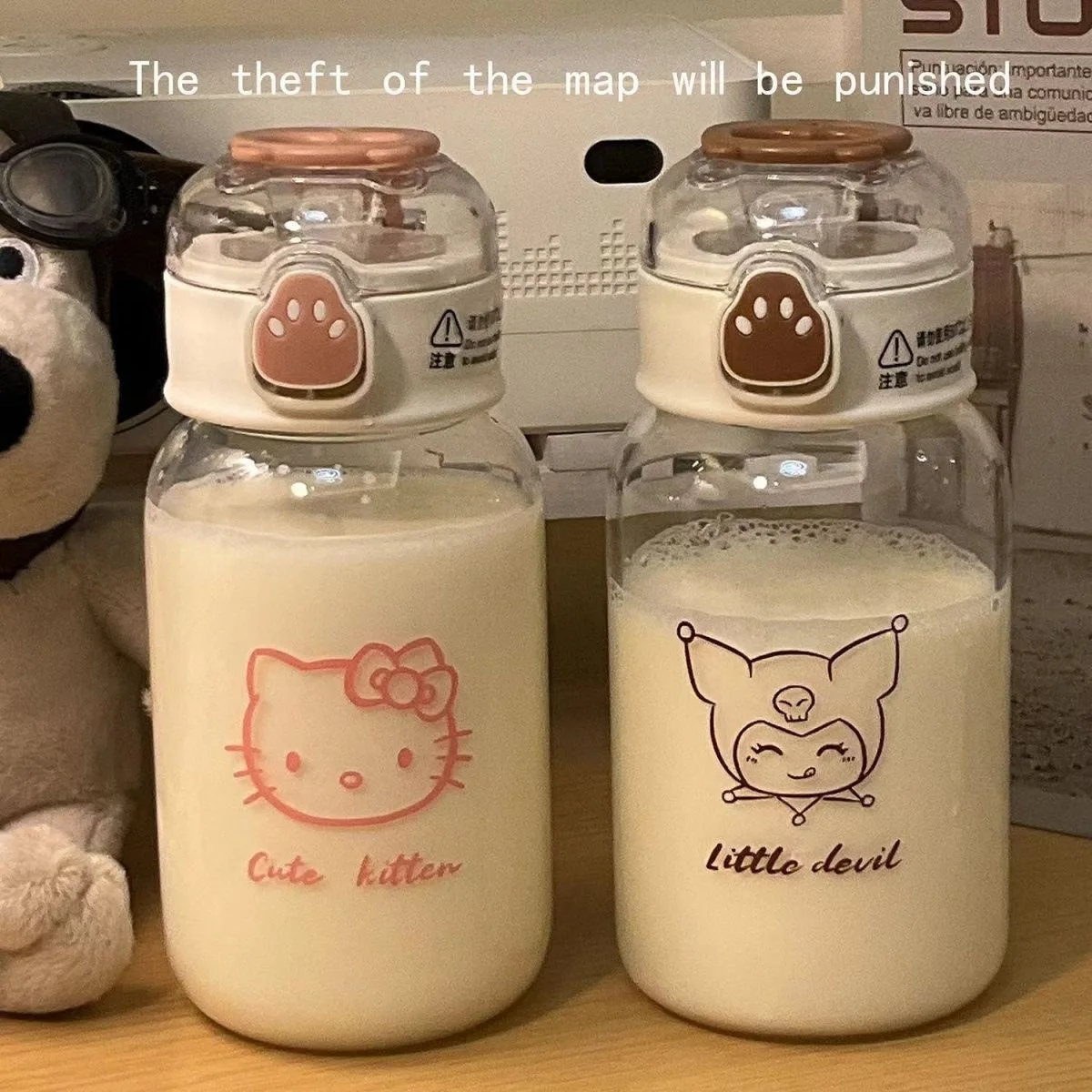 500 Мл Прозрачная Бутылка Для Воды Sanrio Kuromi Cinnamoroll Hello Kitty