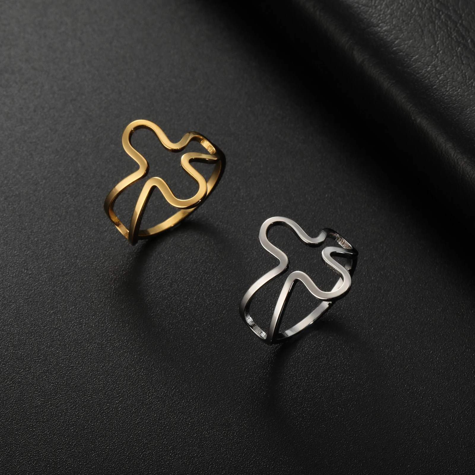 Kkjoy классическое кольцо из нержавеющей стали золотого цвета неправильной формы с