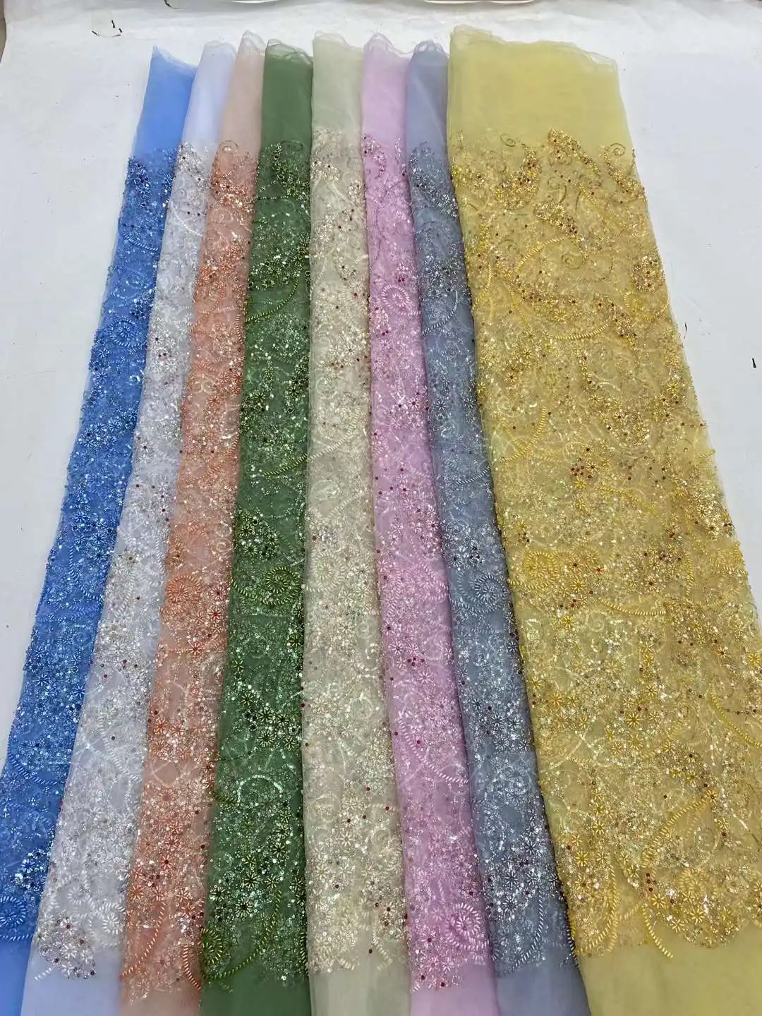 Африканская кружевная ткань 2024 блесток вышивка бисером нигерийская Свадебная