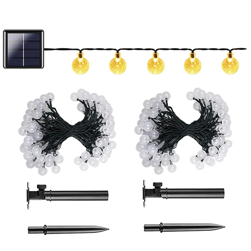 

GTBL 2-Pack 36FT 60 LED Crystal Globe Solar String Lights Outdoor Waterproof, Solar Lights Outdoor Decorative With 8 Modes