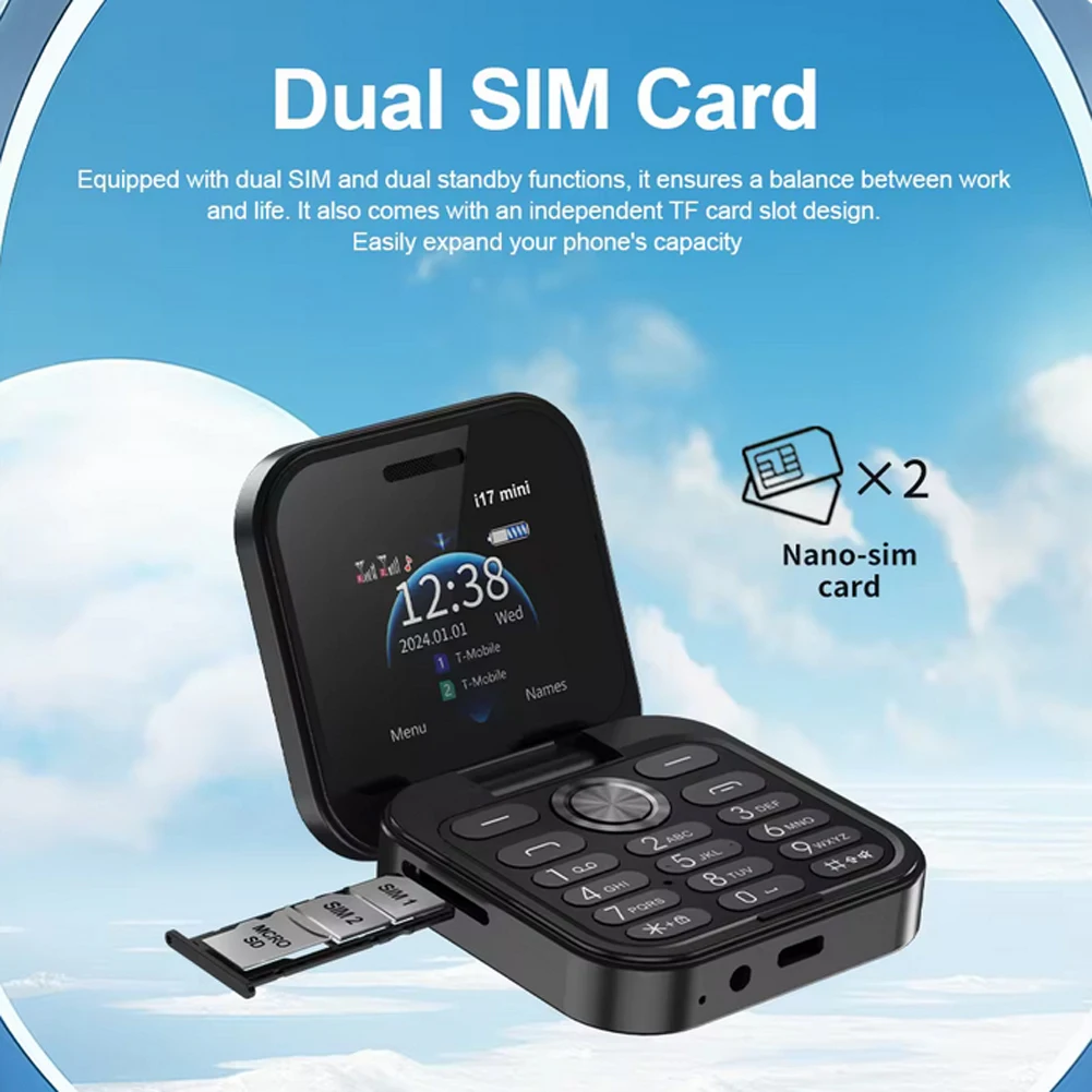 Складные компактные мобильные телефоны i17mini с двумя SIM-картами сетевые
