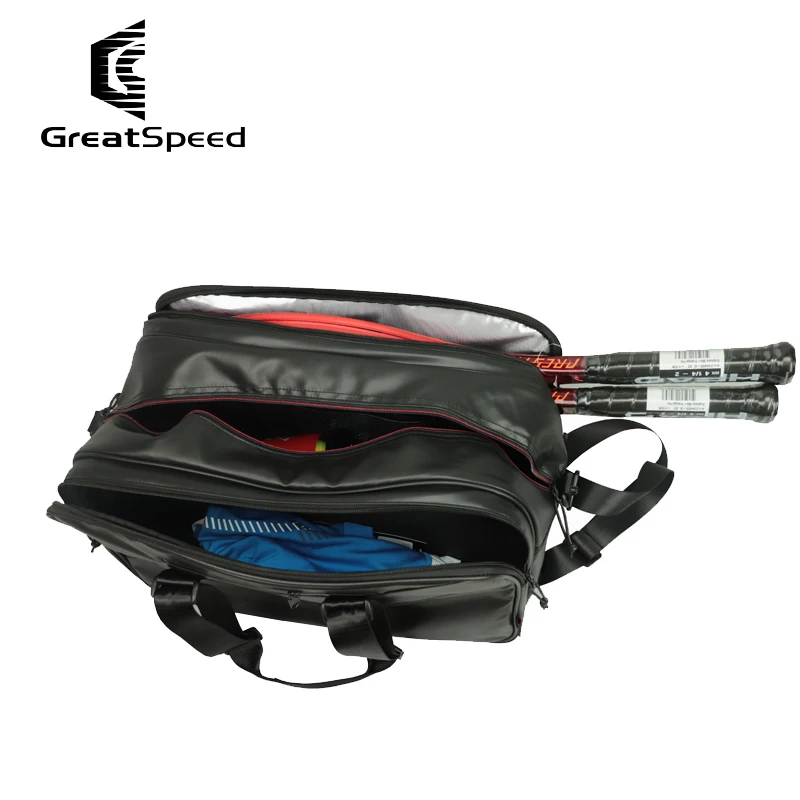 GreatSpeed Gym Bag Badminton Tennis Bag Fitness Clothing Shoulder Travel Handbag Waterproof 2-4 Rackets with Shoe Comparment