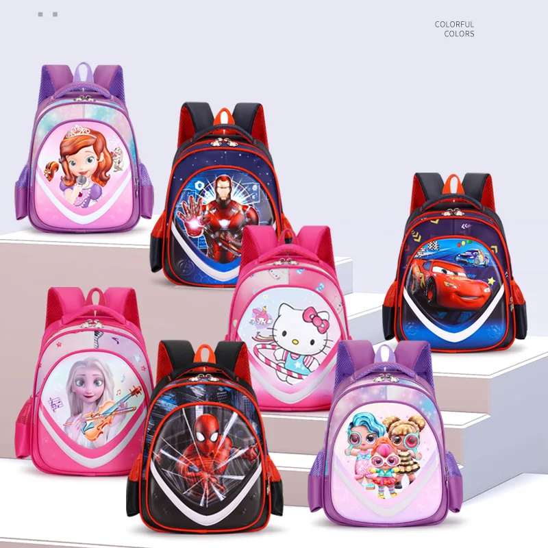 2023 Disney Frozen Kindergarten Bag For Boys Girls Age 2-8 Student Shoulder Orthopedic Backpack Spider Man Sofia Gifts Mochila