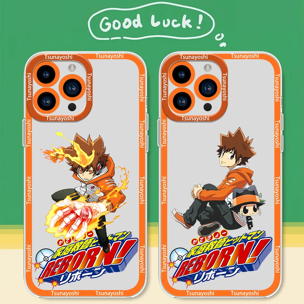 Anime R-Reborn Tsuna Sawada Phone Case for Samsung S24 S23 S22 S21 A55 A54 FE PLUS ULTRA Transparent Bezel Cover