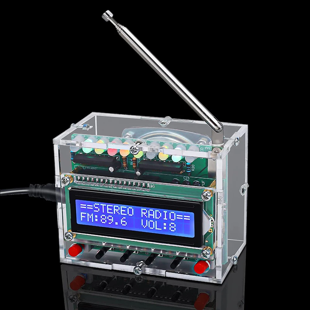 DIY Electronic Kit RDA5807 Digital FM Radio Receiver 5W Amplifier 87-108MHZ LCD1602 Display STC89C52 Controller Audio Indicator