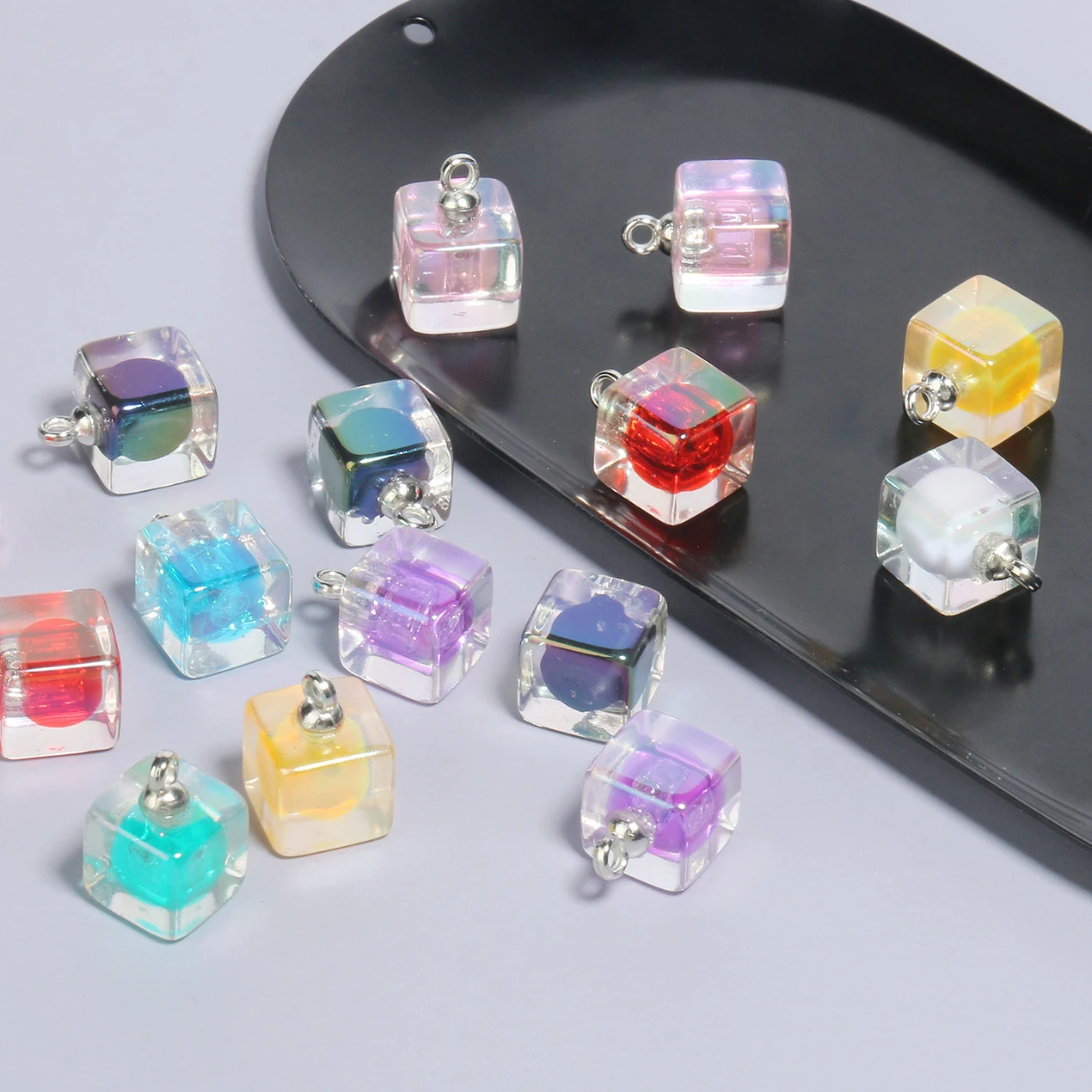 

10pcs 18x12mm Cube Square Shape Acrylic Transparent Charms Pendant For Jewwlry Making Necklace Handmade Ornaments Accessories
