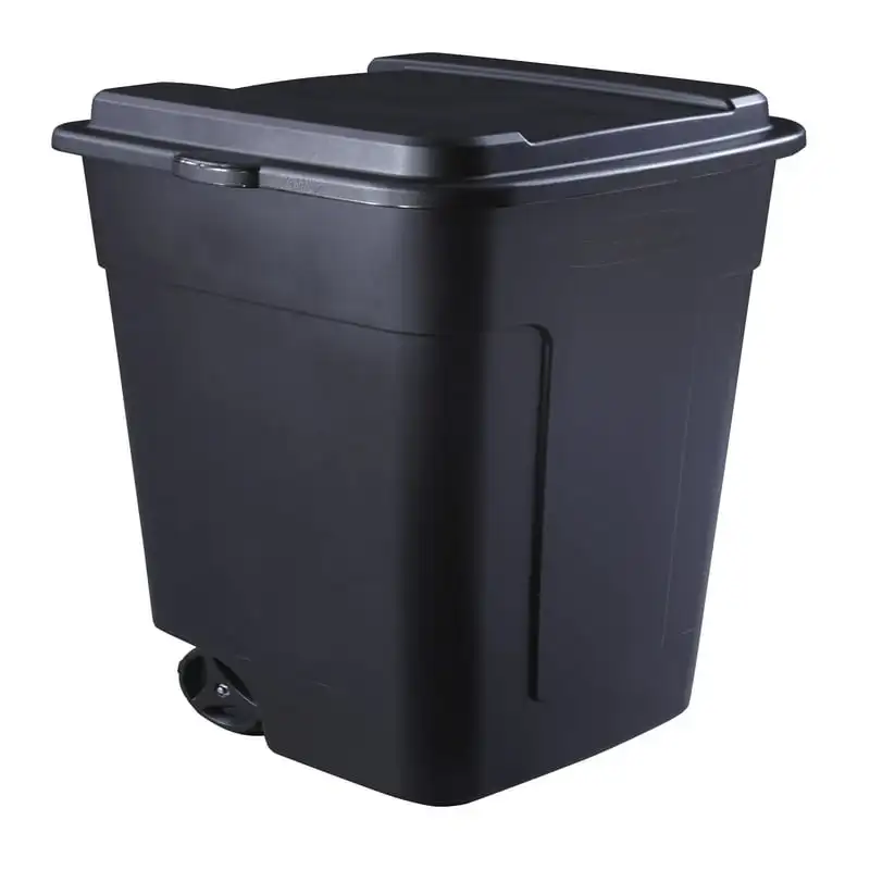 

gal Roughneck Wheeled Plastic Garage Trash Can, Black