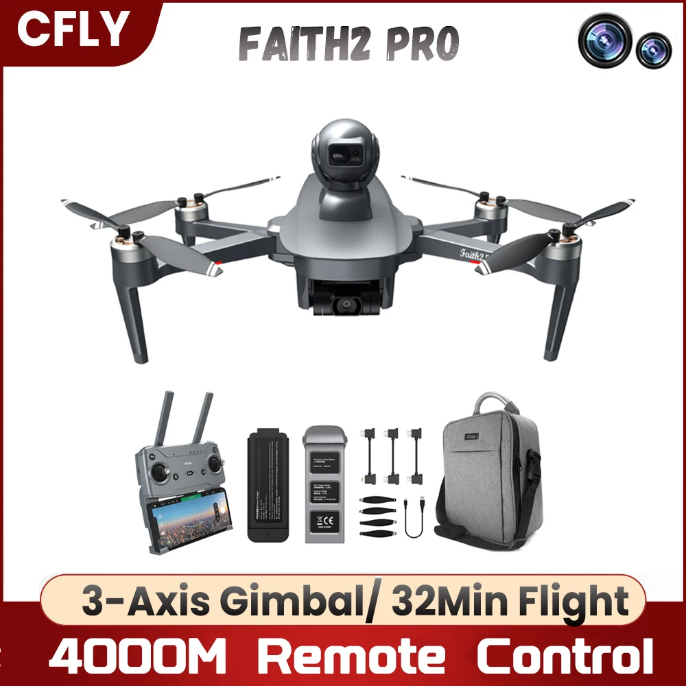 

Дрон C-fly Faith 2pro с камерой 4k Hd, 3-осевой штатив с функцией обхода препятствий, Радиоуправляемый квадрокоптер с 32 мин. полета, Uav, детская игрушка