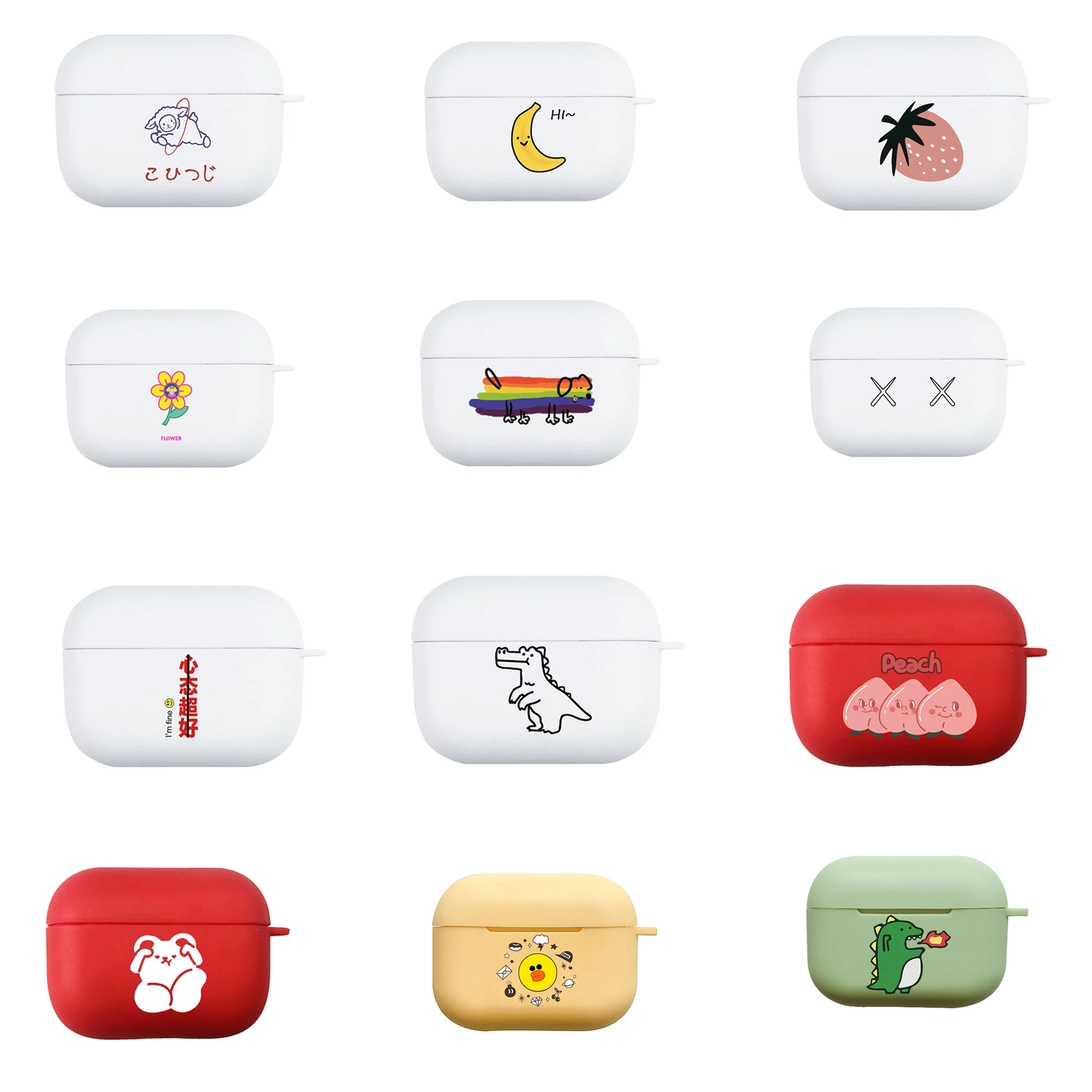 

Simple Airpods Earphone Protective Shell Airpods 2/pro Silicone Transparent Protective Sleeve Cartoon Fruit Trend Personality
