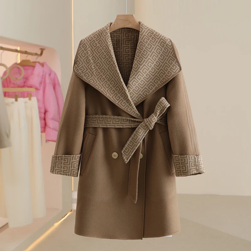 [Этикетка] 00 ~ двусторонний дафлкот из овечьей шерсти в стиле ретро новинка 2024