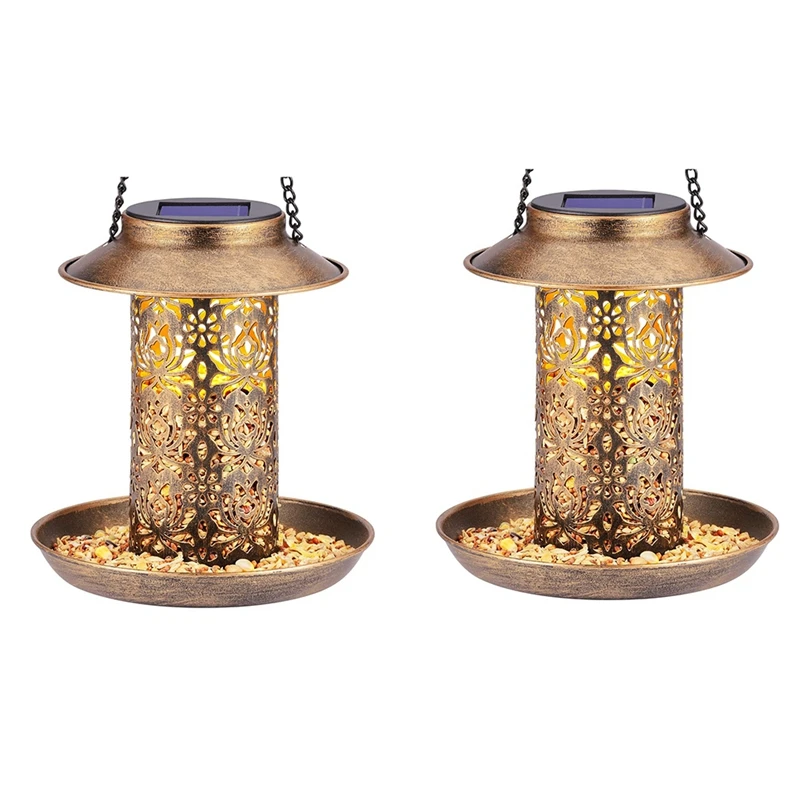 

Solar Bird Feeder Metal Wild Bird Feeder For Cardinals Solar Garden Lantern With S Hook