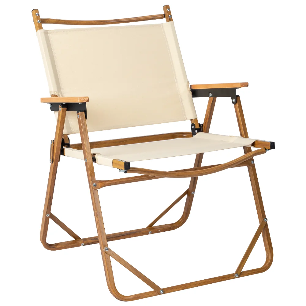 

Large Camping Low Chair Portable Outdoor Fishing Chair Aluminum Wood Grain Folding Chairs Equipment Kermit Chair 54.5*58*73.5cm