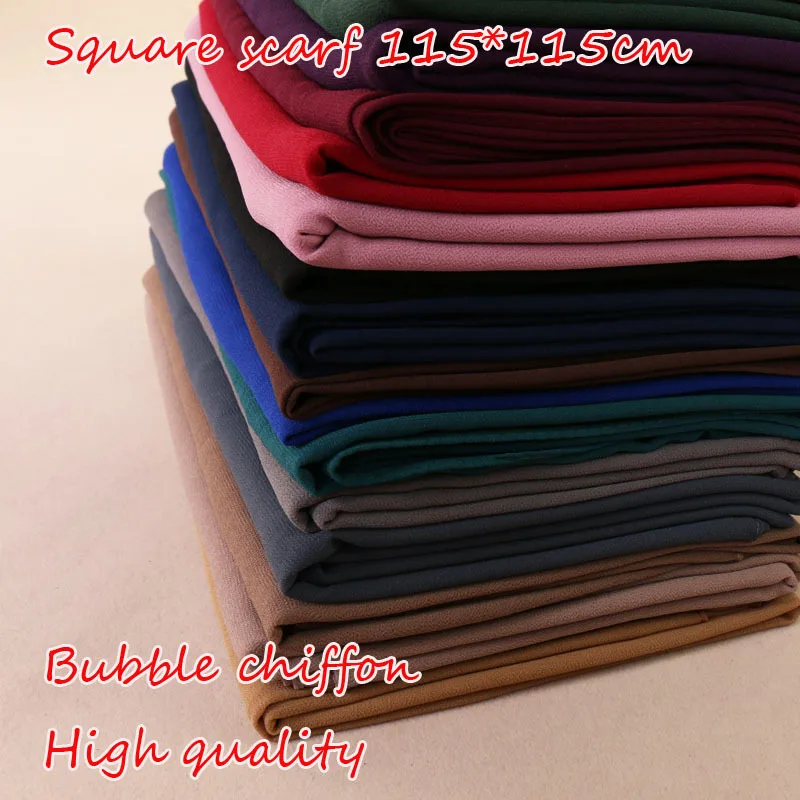 

Fashion Summer Square Scarf Turban Bubble Pearl Chiffon Shawls Head Wrap Muslim Hijab Maxi Scarves Stoles Headscarf 115*115Cm