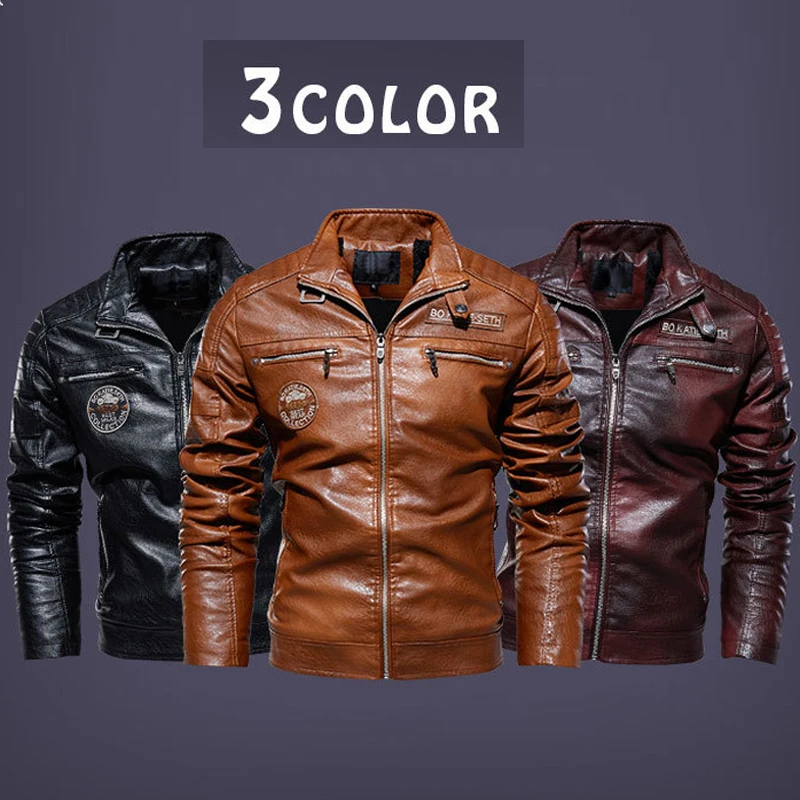 

Men Vintage Leather Jacket Autumn Causal PU Coat Brand Design Motor Biker Jackets Male Windbreaker Jaqueta Masculina Motoqueiro