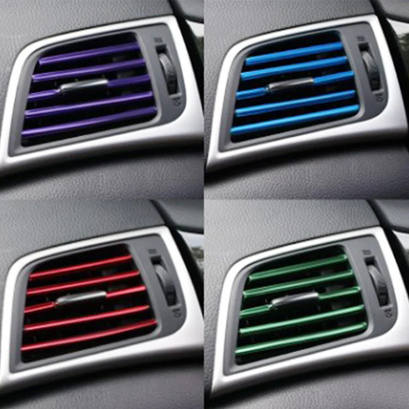 

Car Styling Electroplating Air Outlet Decorative Strip Interior Air PackOutlet Grille Switch Rim Decoration Air Outlet Strip DIY