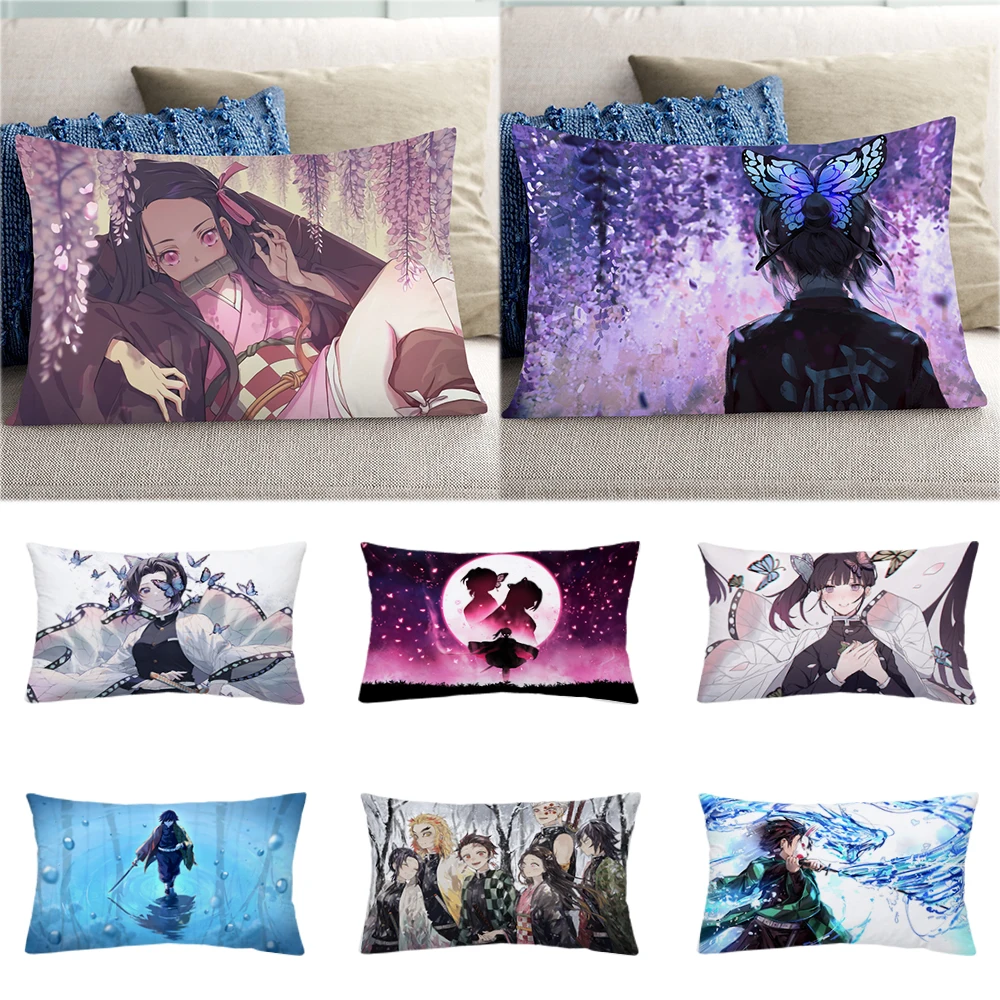

Японский убийца демонов Kimetsu No Yaiba, наволочка, чехол для подушки, аниме, домашний декор, декоративная подушка, автомобильный диван, кресло, ук...