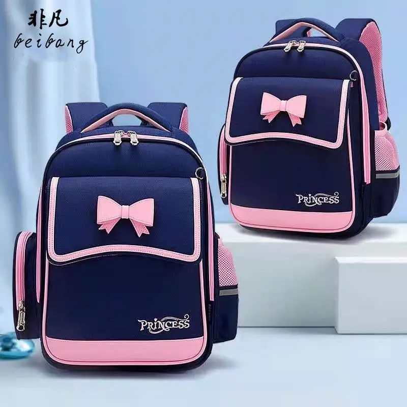 Школьная сумка с бантом и принтом для девочек легкий удобный водонепроницаемый