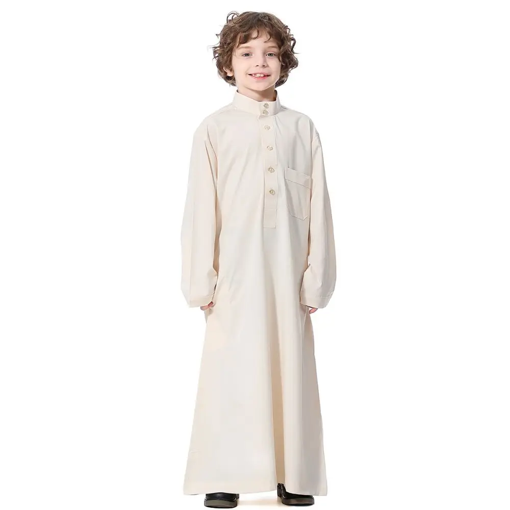 2023 New Children Robe Long Sleeves Teenager Muslim Clothing Boys Kaftan Islamic Middle East Arab Jubba Thobe Seasons