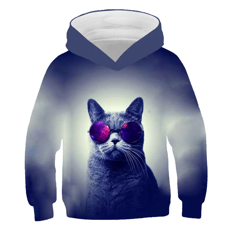 Новинка 2022 милые толстовки с котом для девочек-подростков Детская толстовка 3D