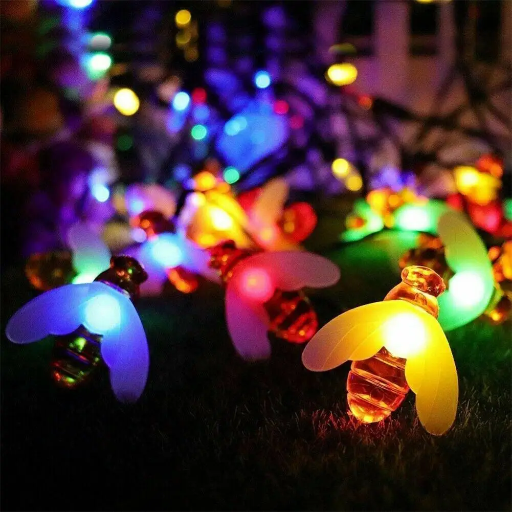 

Night Light Solar Power Bee Led String Lights Outdoor Lighting Colorful Garden Yard Waterproof Energy Saving Decorative Lamp