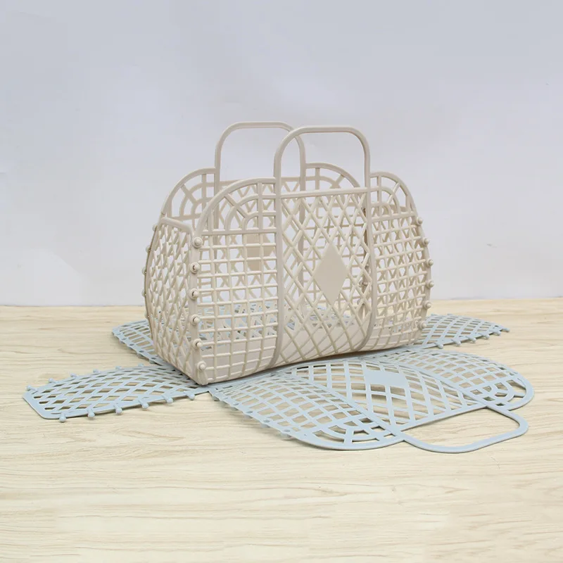 

1pcs Bathroom Laundry Basket Foldable Mesh Portable Plastic Bathroom Sundries Laundry Basket Assemble The Wash Storage Basket