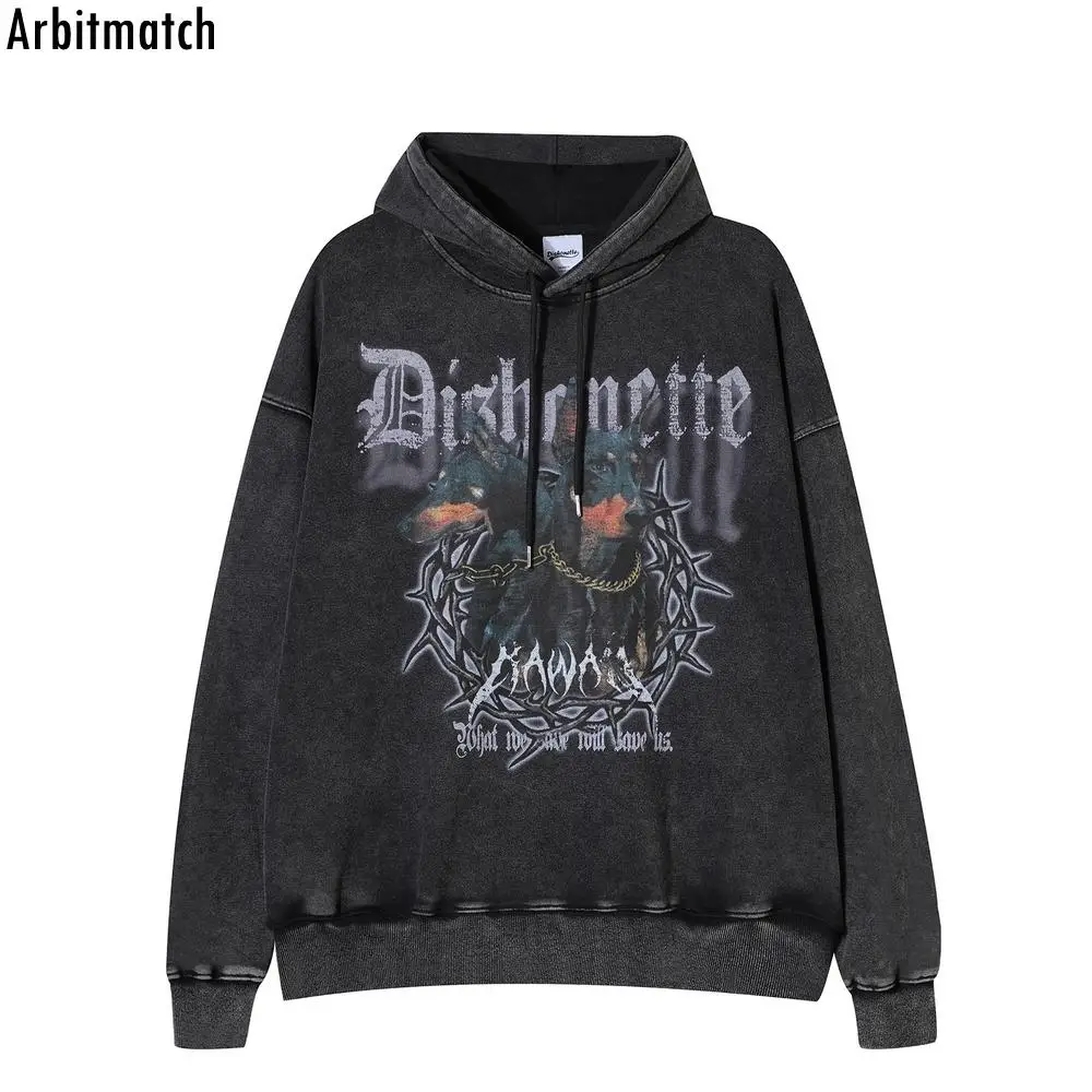 

2022 Man Hoodie Sweatshirt Men Hip Hop doberman dog Graphic Printed Punk Hooded Streetwear Harajuku Men Washed Vintage Pullover