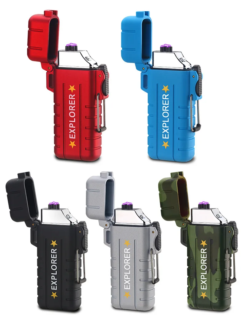 Водонепроницаемая зажигалка с двойной дугой для кемпинга перезаряжаемая