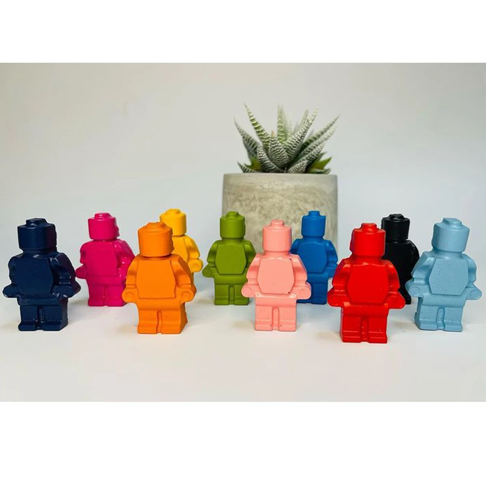 Силиконовая форма в виде роботов для свечей 3D Строительные блоки шоколада