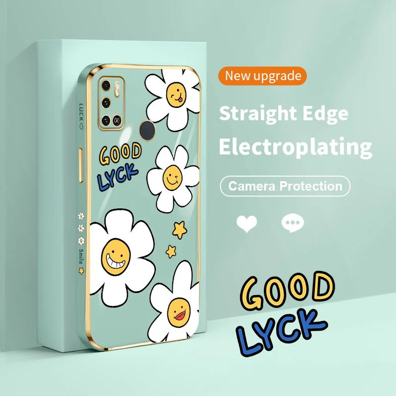 Гальваническое покрытие чехол для телефона Tecno Spark 6 Air 5 квадратная сторона печать
