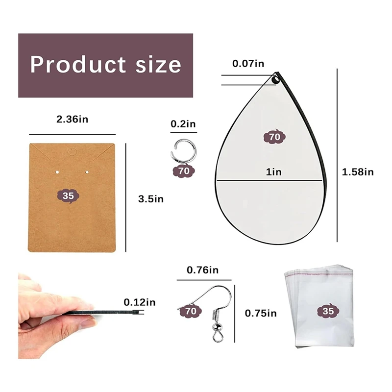 70 шт. сублимационные заготовки для сережек объемные двухсторонние деревянные из