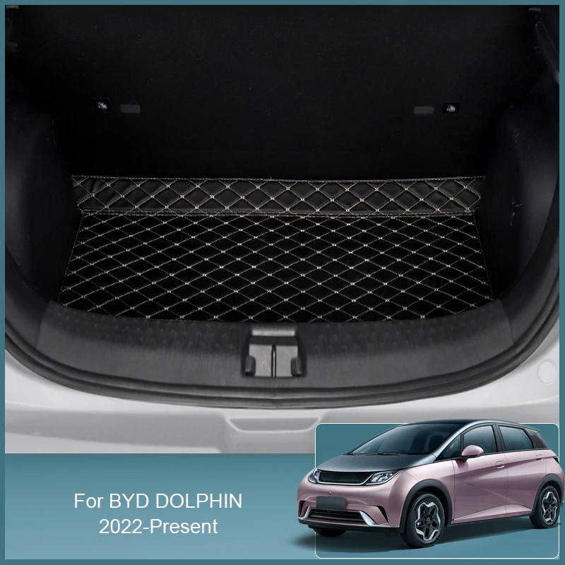 

1pc Car PU Leather Trunk Mat Rear Liner Cargo For BYD Dolphin 2022-Present Waterproof Carpet Tray Protector External Accessory