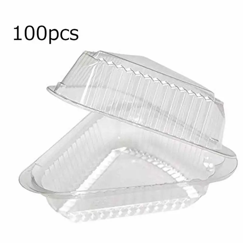 

100PCS Triangles Plastic Pie Sandwich Cake Box Snack Pastry Transparent Container Pizza Dessert Storage Box Wedding Party Decor