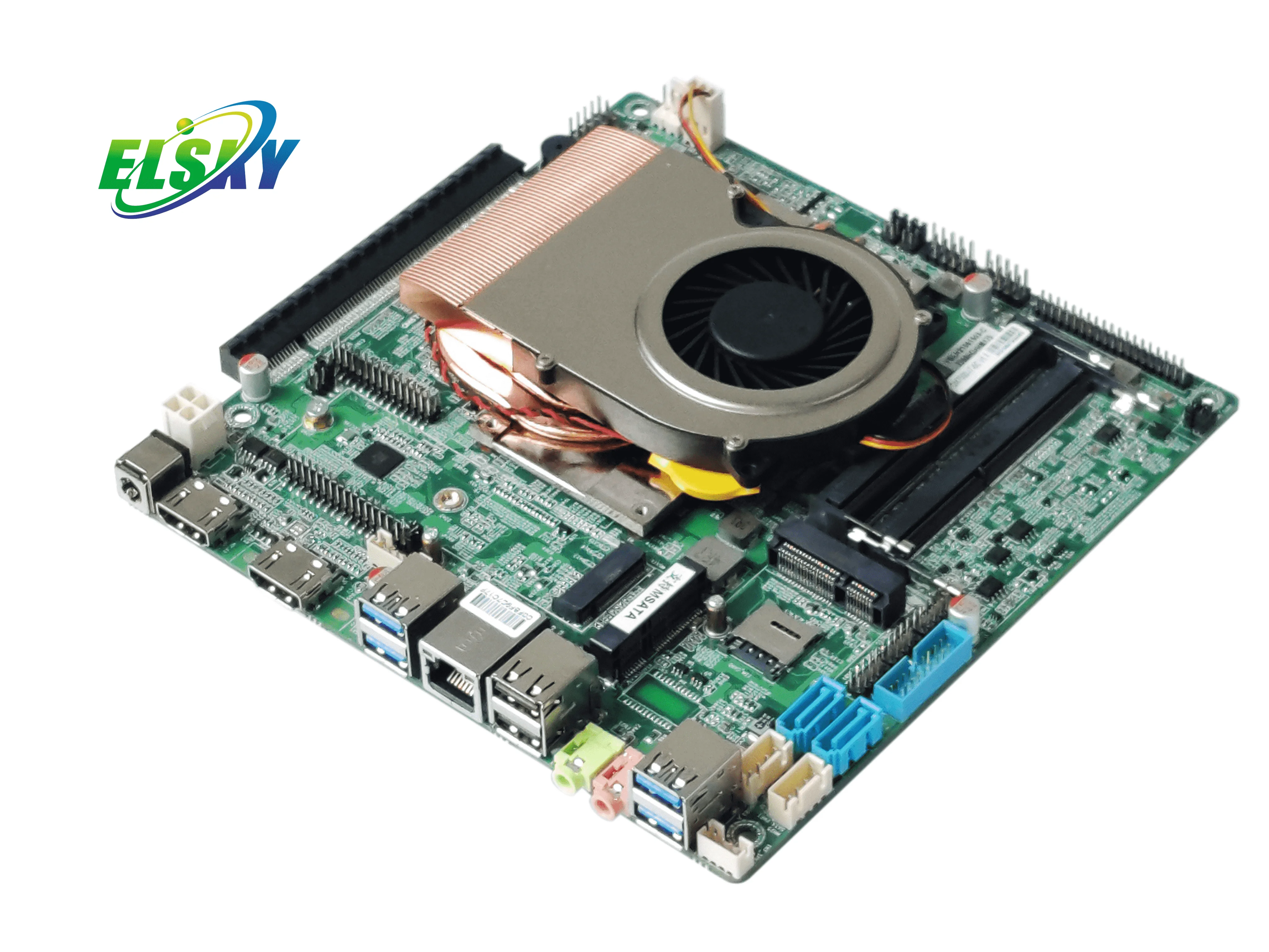 Фото ELSKY Новая материнская плата Mini-ITX Skylake/Kabylake с процессором I3, чипсетом H170, 32 ГБ DDR4, двумя LAN-портами, двухканальной памятью и SATA №2