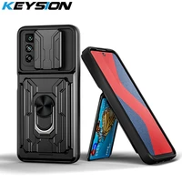 keysion shockproof case for redmi 10 prime 9c 9a card slot ring stand camera protection phone cover for redmi note 10 8 pro 10t