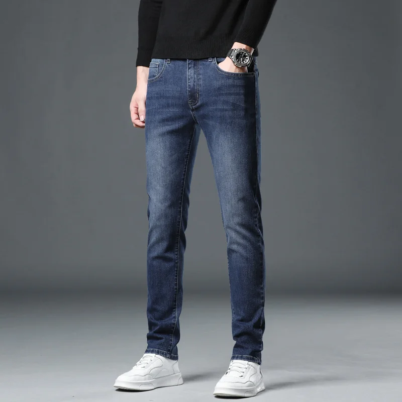 Джинсы мужские стрейчевые повседневные брюки стандартной посадки черные серые